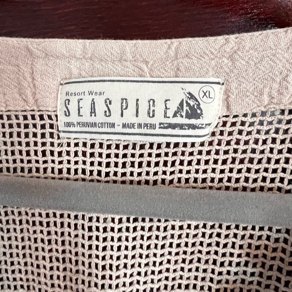 Seaspice Women’s Peruvian Cotton Crochet Swim Coverup Beige size XL - Picture 3 of 8